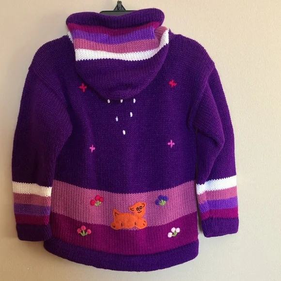 NEW Peruvian ZipUp Sweater Hoodie size 4. - Picture 2 of 4